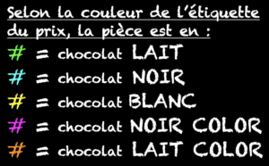 Boulangerie Aux Petites Mains Code couleur des chocolats de Pâques 2019